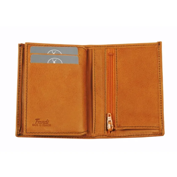 Frandi Mini portefeuille cuir gris ->Homme Portefeuille Cuir