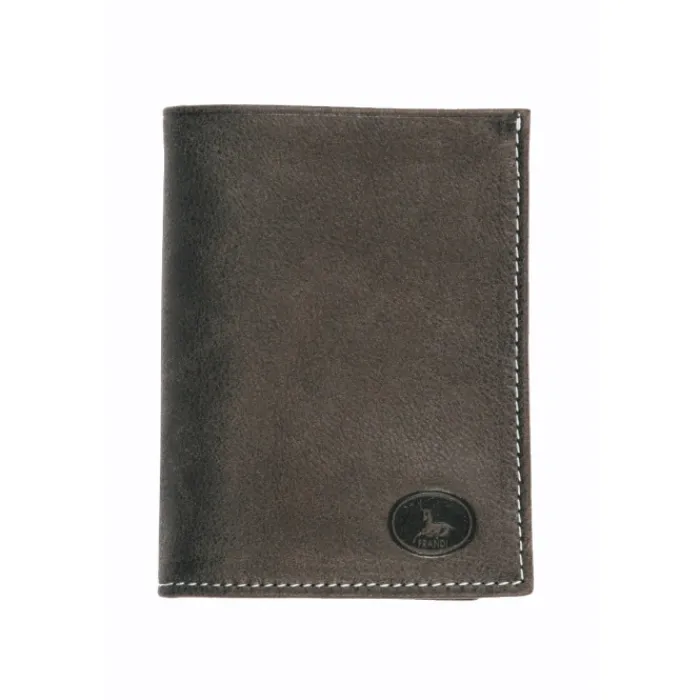 Frandi Mini portefeuille cuir gris ->Homme Portefeuille Cuir
