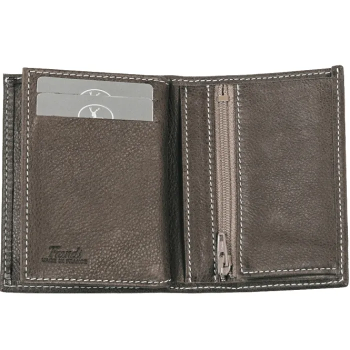 Frandi Mini portefeuille cuir gris ->Homme Portefeuille Cuir