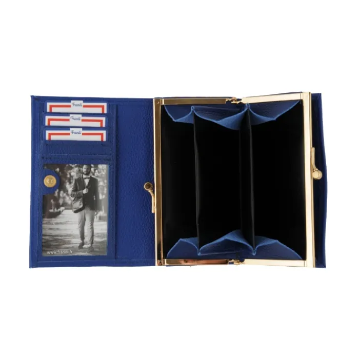 Frandi Porte monnaie femme fermoir en cuir noir - 657>Femme Porte-Monnaie Cuir