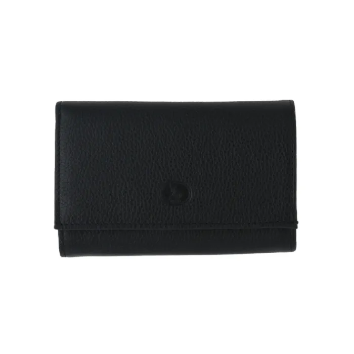 Frandi Porte monnaie femme fermoir en cuir noir - 657>Femme Porte-Monnaie Cuir