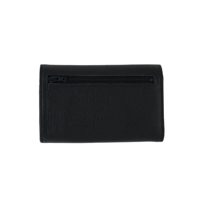 Frandi Porte monnaie femme fermoir en cuir noir - 657>Femme Porte-Monnaie Cuir