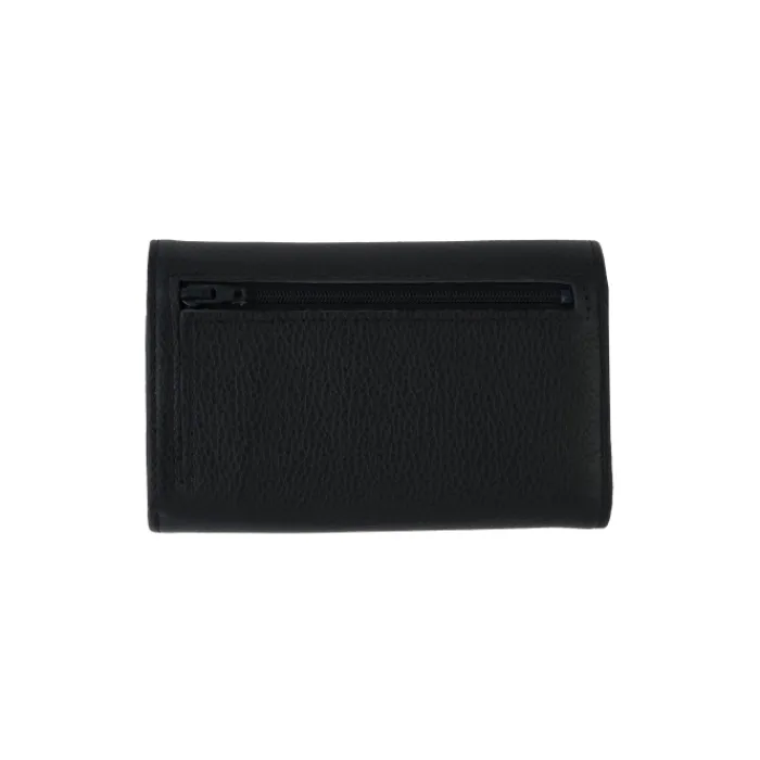 Frandi Porte monnaie femme fermoir en cuir noir - 657>Femme Porte-Monnaie Cuir