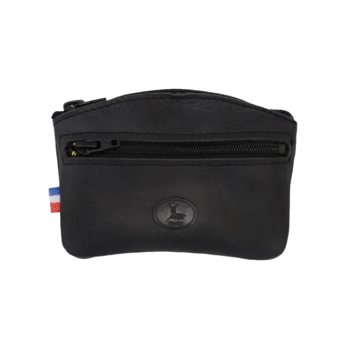 Frandi Porte monnaie fermeture zippée cuir noir 5204>Homme Porte-Monnaie Cuir
