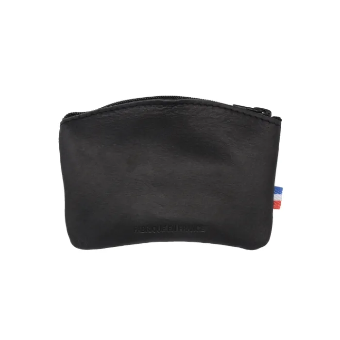 Frandi Porte monnaie fermeture zippée cuir noir 5204>Homme Porte-Monnaie Cuir