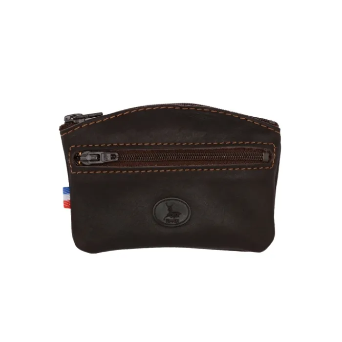 Frandi Porte monnaie fermeture zippée cuir noir 5204>Homme Porte-Monnaie Cuir