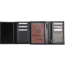 Frandi Portefeuille 4 volets vintage en cuir ->Homme Portefeuille Cuir