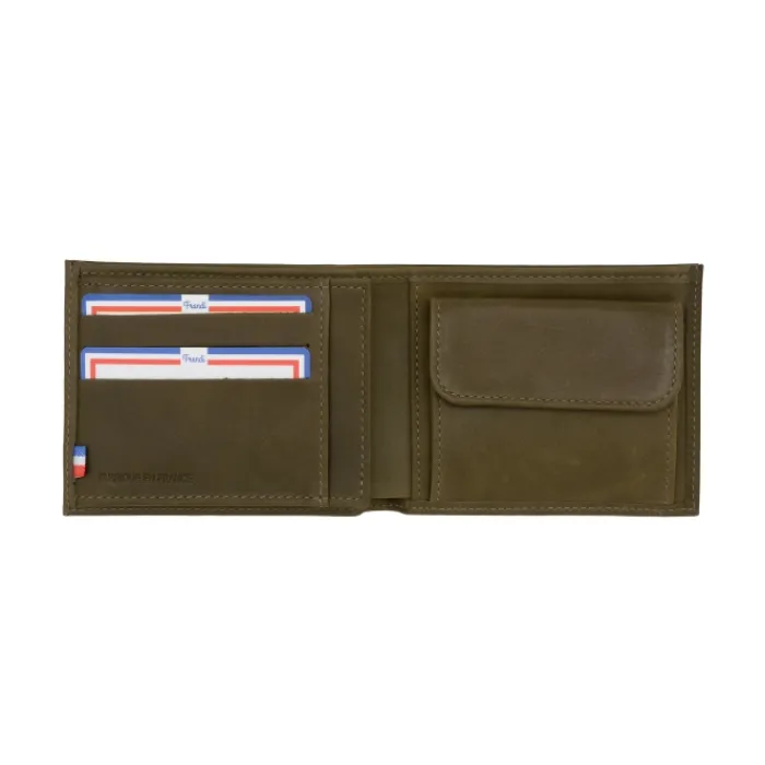 Frandi Portefeuille avec double poche billet ->Homme Portefeuille Cuir