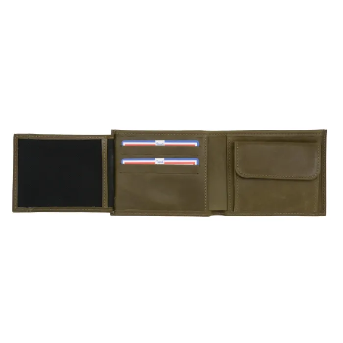 Frandi Portefeuille avec double poche billet ->Homme Portefeuille Cuir