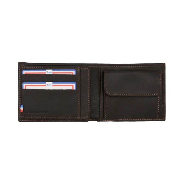 Frandi Portefeuille avec double poche billet ->Homme Portefeuille Cuir