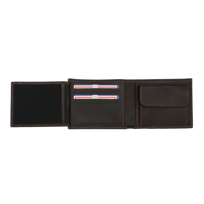 Frandi Portefeuille avec double poche billet ->Homme Portefeuille Cuir