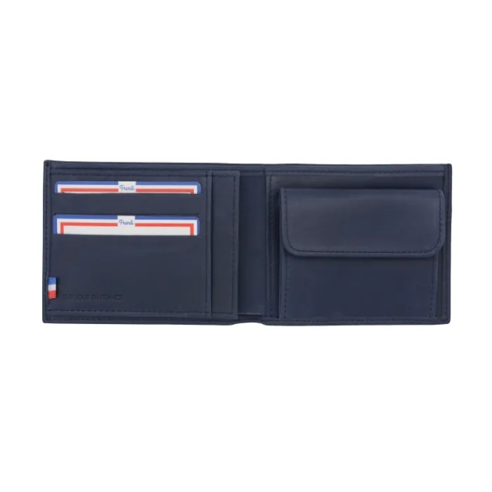 Frandi Portefeuille avec double poche billet ->Homme Portefeuille Cuir