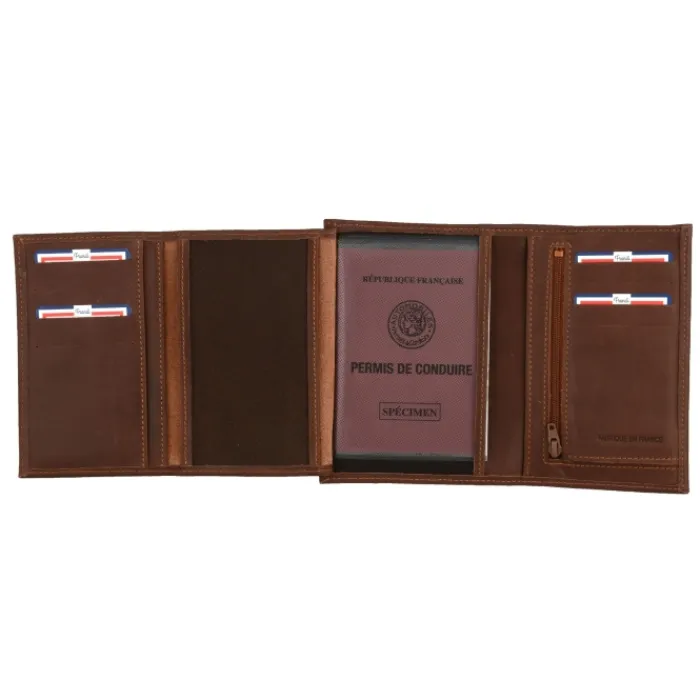 Frandi Portefeuille cuir 4 volets ->Homme Portefeuille Cuir