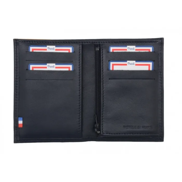 Frandi Portefeuille cuir bleu, marron ou noir ->Femme Portefeuille Cuir