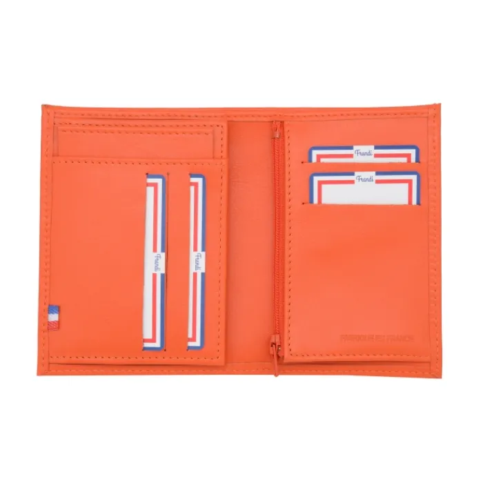 Frandi Portefeuille cuir femme rouge,marine ou orange ->Femme Portefeuille Cuir