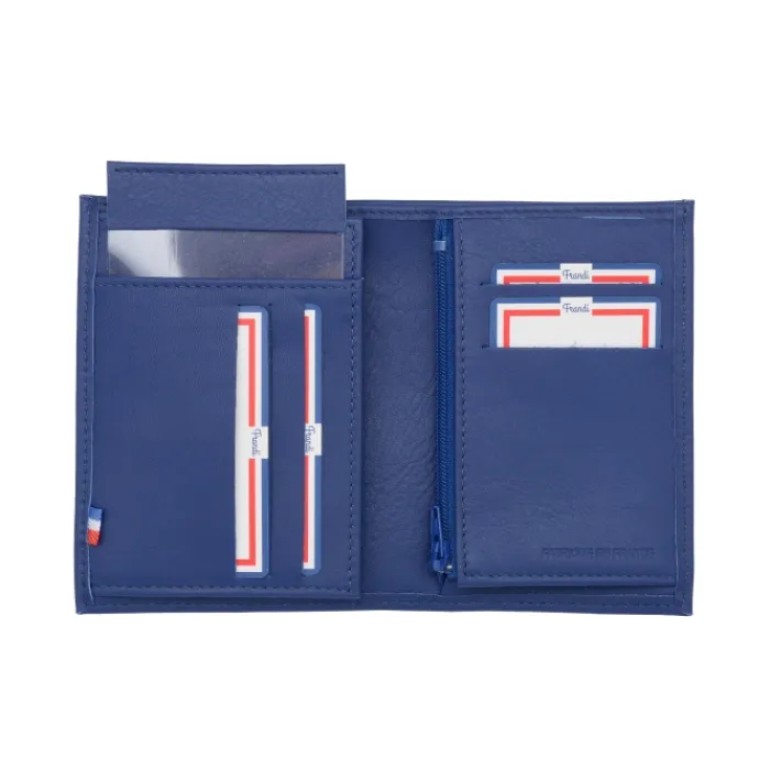 Frandi Portefeuille cuir femme rouge,marine ou orange ->Femme Portefeuille Cuir