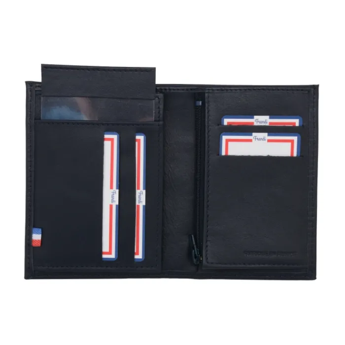 Frandi Portefeuille cuir femme rouge,marine ou orange ->Femme Portefeuille Cuir