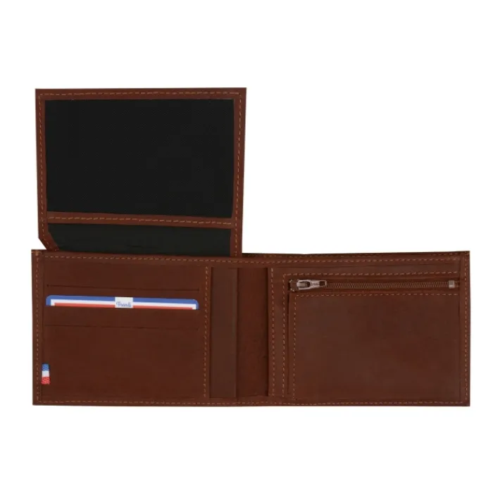 Frandi Portefeuille cuir noir avec rabat ->Homme Portefeuille Cuir