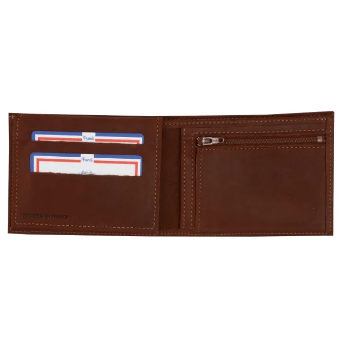 Frandi Portefeuille cuir noir avec rabat ->Homme Portefeuille Cuir