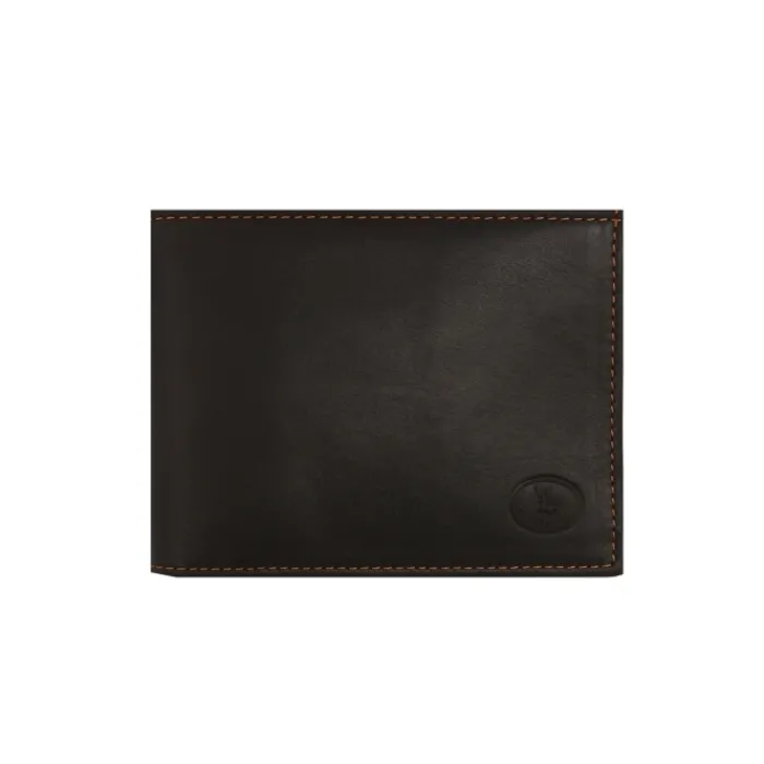 Frandi Portefeuille cuir noir avec rabat ->Homme Portefeuille Cuir