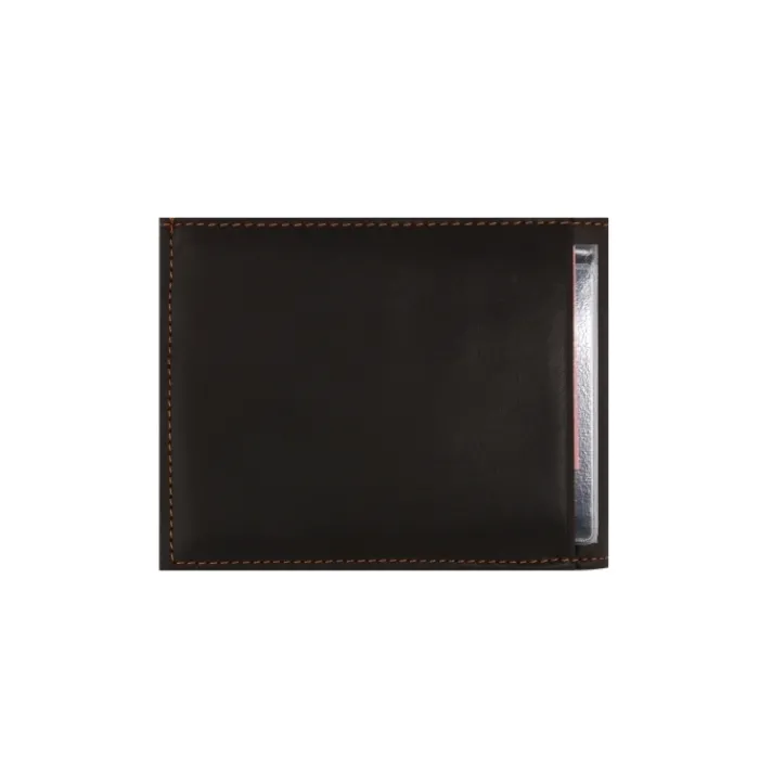 Frandi Portefeuille cuir noir avec rabat ->Homme Portefeuille Cuir