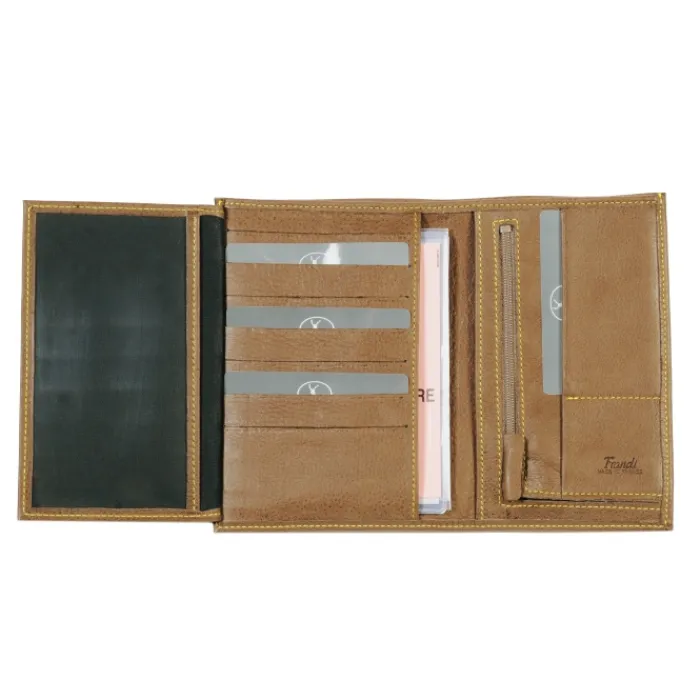 Frandi Portefeuille cuir surpiqûre coloré ->Homme Portefeuille Cuir