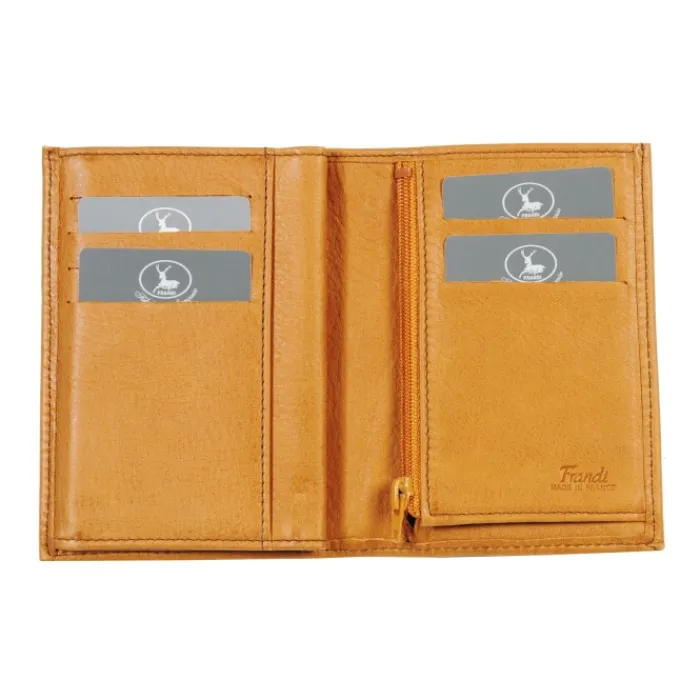 Frandi Portefeuille cuir taupe 4 volets ->Homme Portefeuille Cuir