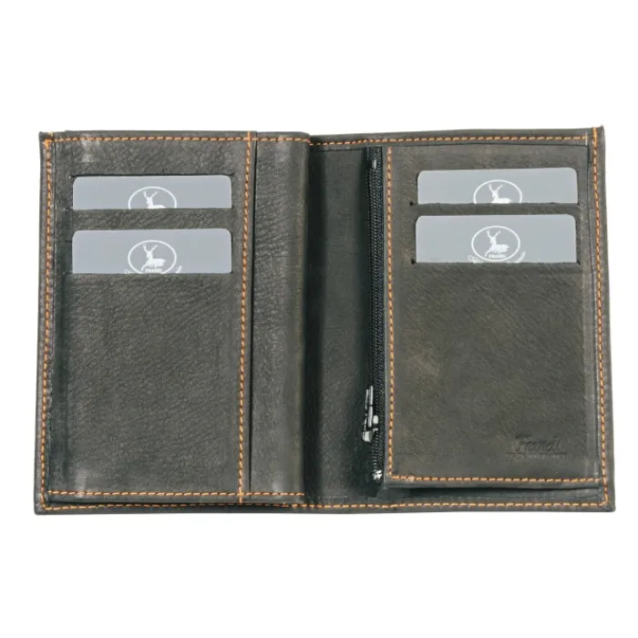 Frandi Portefeuille cuir taupe 4 volets ->Homme Portefeuille Cuir