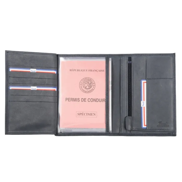 Frandi Portefeuille en cuir 14 cm ->Homme Portefeuille Cuir