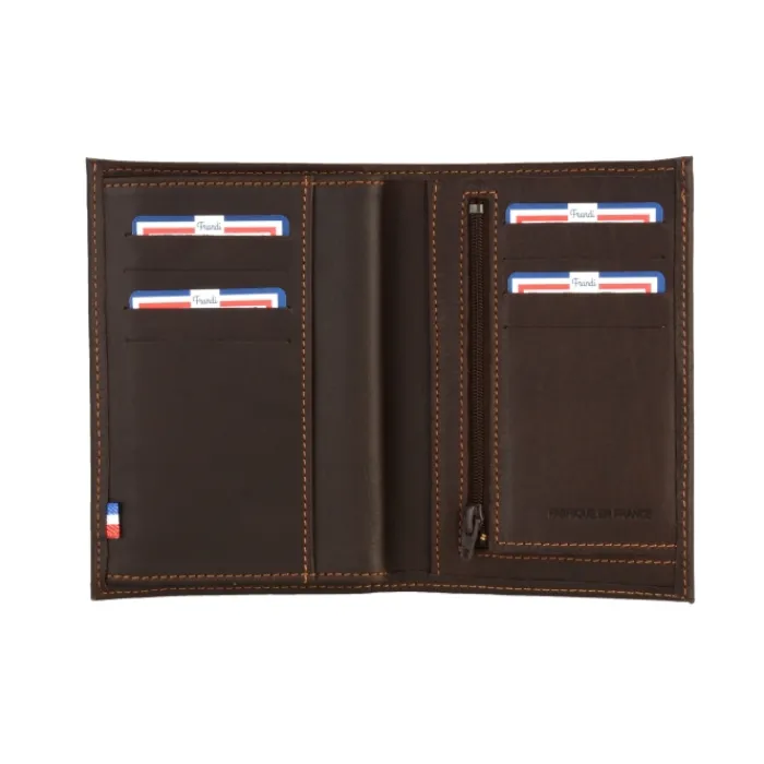 Frandi Portefeuille en cuir 3 volets pour homme ->Homme Portefeuille Cuir