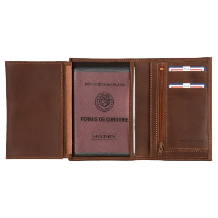 Frandi Portefeuille en cuir 3 volets pour homme ->Homme Portefeuille Cuir