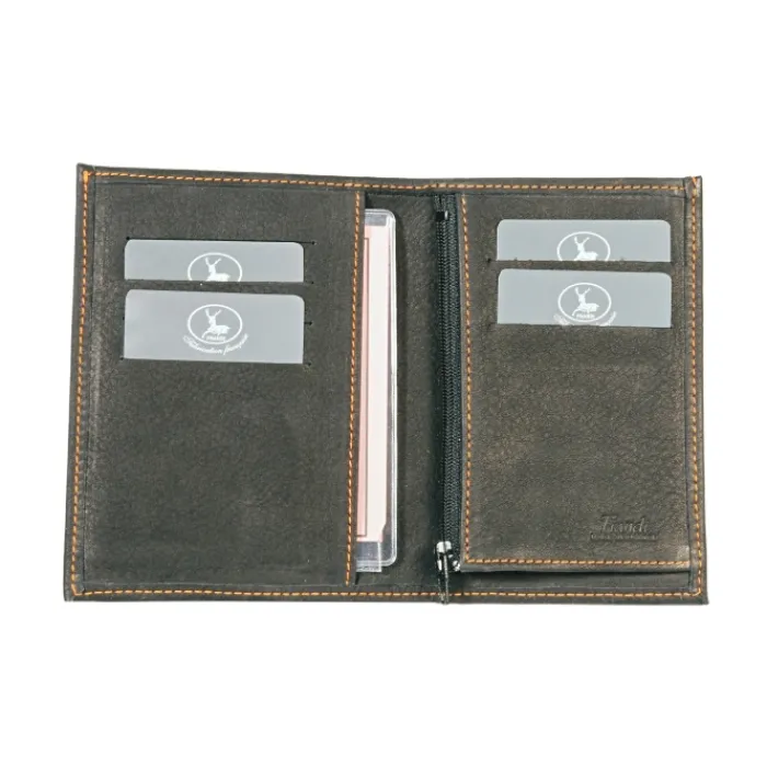 Frandi Portefeuille fin cuir noir ->Homme Portefeuille Cuir
