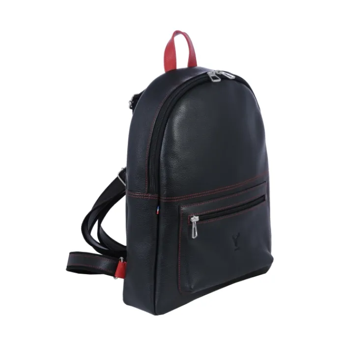Frandi Sac à dos homme en cuir rouge et noir ->Homme Sac-Sacoches Cuir