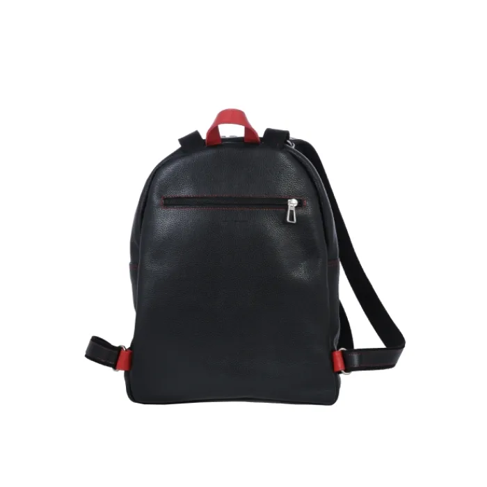 Frandi Sac à dos homme en cuir rouge et noir ->Homme Sac-Sacoches Cuir