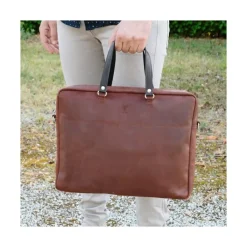 Frandi Sac business cuir femme marron & gold | Élégance professionnelle><noscript><img width=